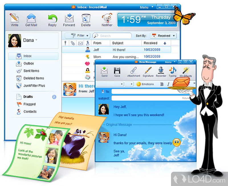 Clear-cut e-mail client which helps you manage messages - Screenshot of IncrediMail 2