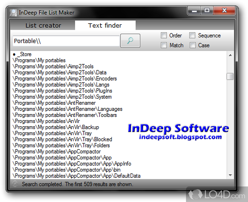The advantages of a portable program - Screenshot of InDeep File List Maker