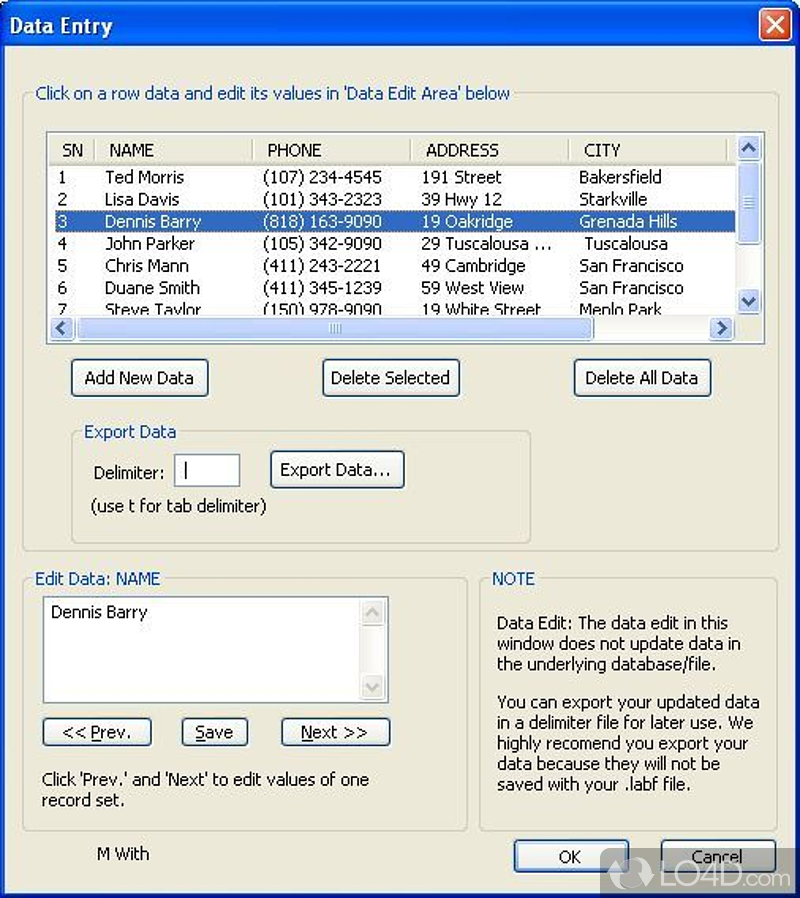 Label Maker Pro: User interface - Screenshot of Label Maker Pro