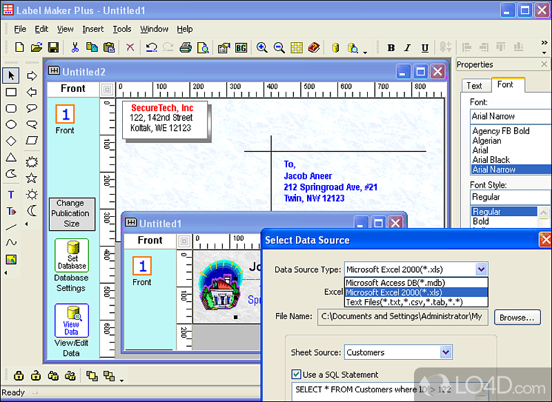 Print address labels, letterheads, envelopes - Screenshot of Label Maker Pro