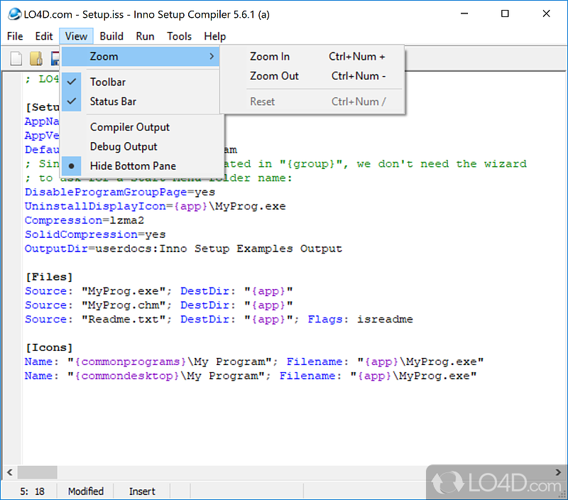 Configure application deployment info - Screenshot of Inno Setup