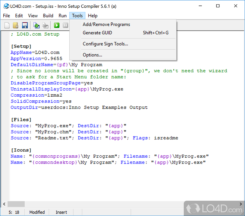 Primary Uses and Features - Screenshot of Inno Setup