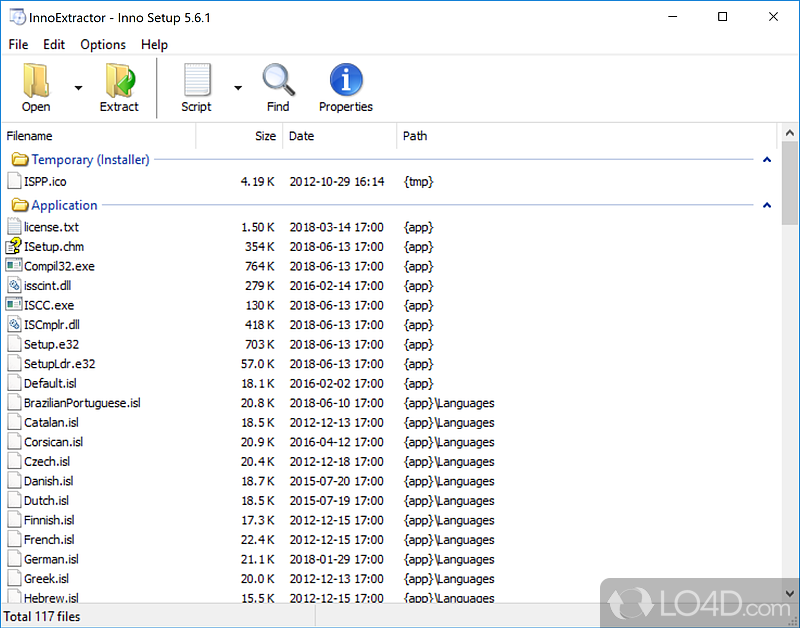 Extract internal files from Inno Setup installers, create ZIP - Screenshot of InnoExtractor