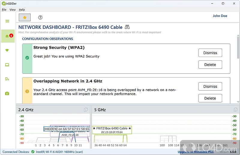 View available WiFi networks - Screenshot of InSSIDer Office