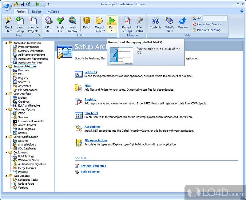 MSI Installer for IIS, SQL, x64, Vista - Screenshot of InstallAware Express MSI Installer