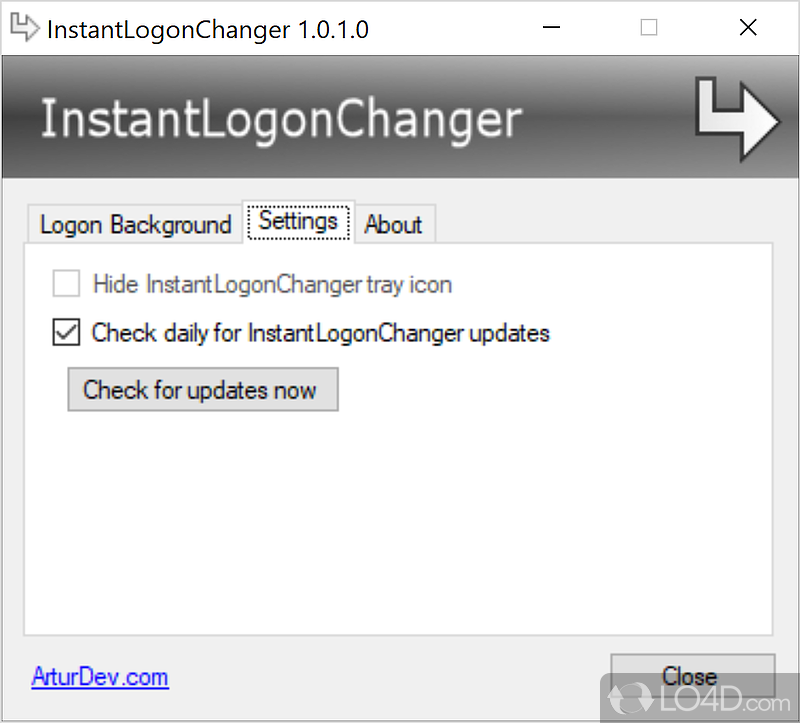 Straightforward layout - Screenshot of InstantLogonChanger