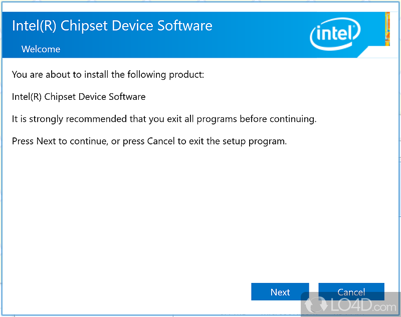 Installs INF files to the target OS to help the functioning - Screenshot of Intel Chipset Device Software