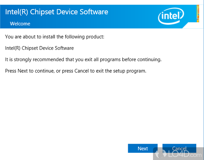 Installs INF files to the target OS to help the functioning - Screenshot of Intel Chipset Software Installation Utility