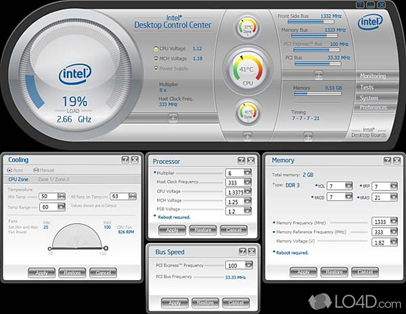 Provides access to many control options for Intel-based desktops - Screenshot of Intel Control Center
