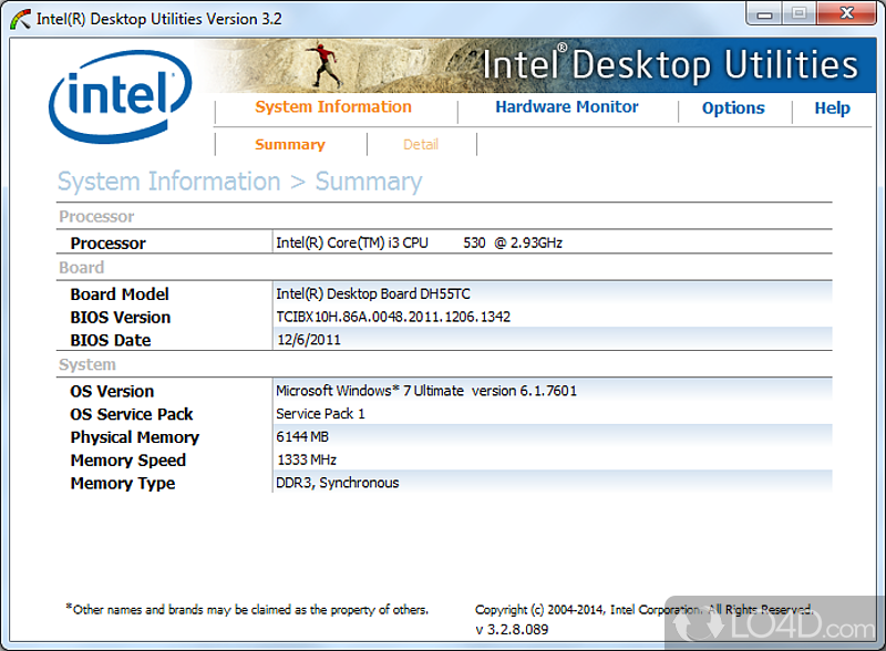 Compatibility check - Screenshot of Intel Desktop Utilities