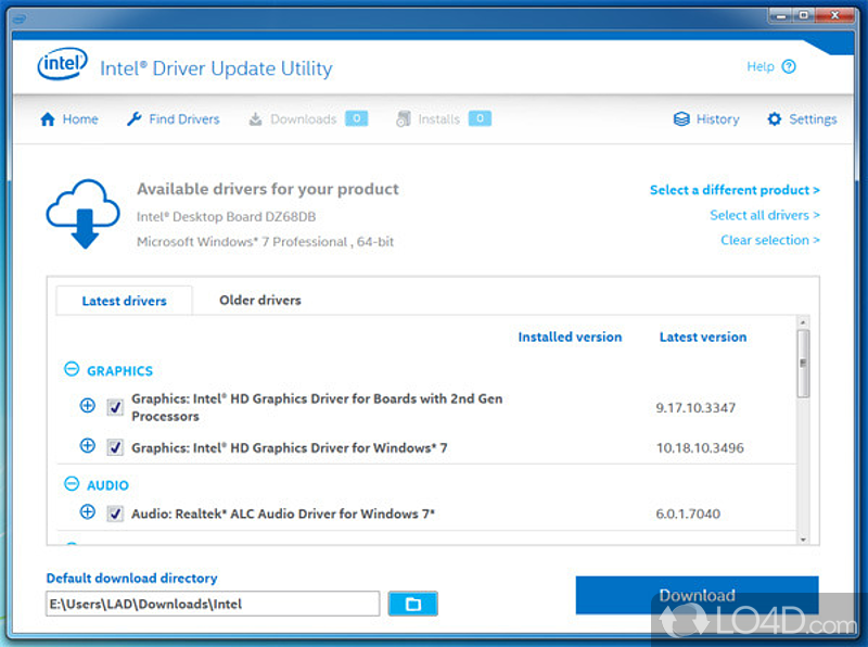 Keeps your system up-to-date by detecting when updates are available - Screenshot of Intel Driver Update Utility