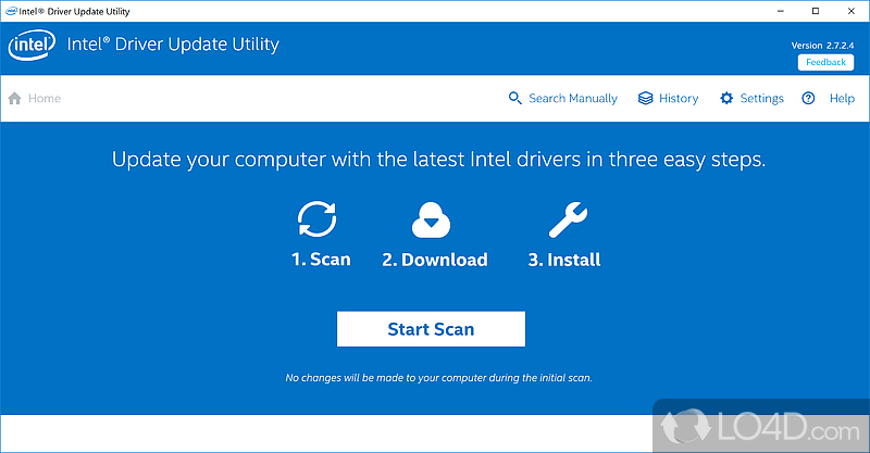 Keeps system up-to-date, searching for driver updates - Screenshot of Intel Driver Update Utility