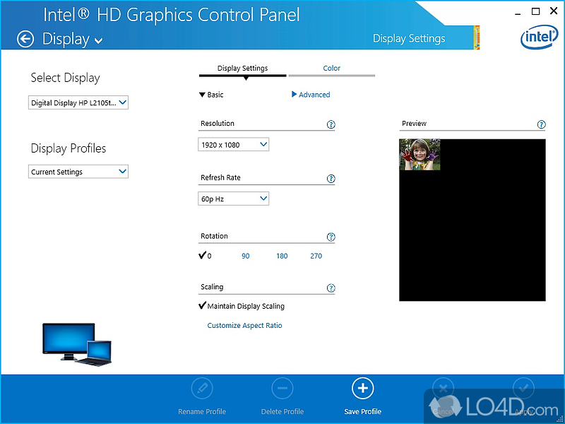 Intel latest drivers for your graphics for Windows - Screenshot of Intel HD Graphics Driver