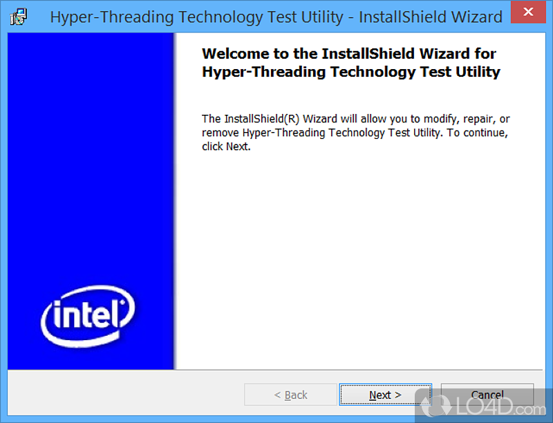 Test systems for hardware and software elements necessary to meet the Hyper-Threading - Screenshot of Intel Hyper-Threading Test Utility