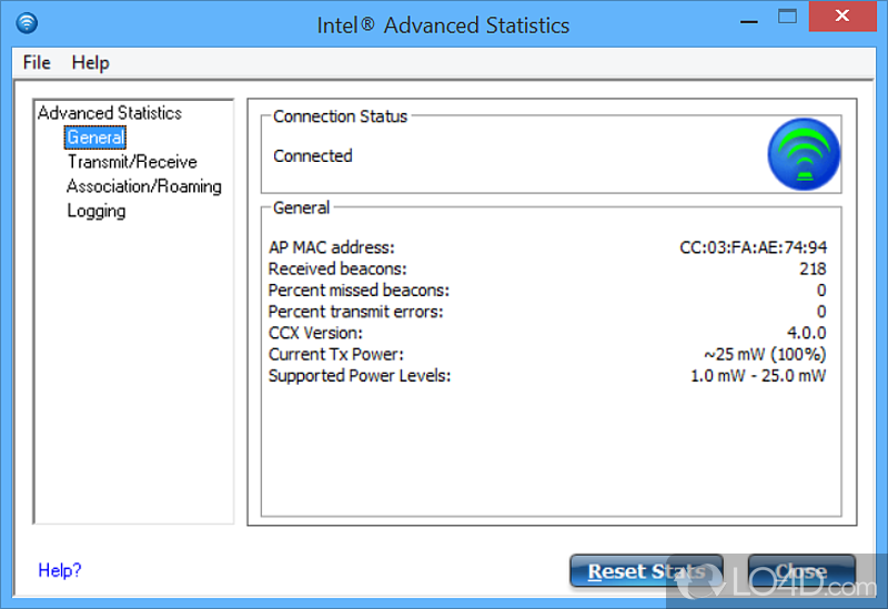 Intel PRO/10GbE adapters and integrated network connections - Screenshot of Intel PROSet/Wireless WiFi Software