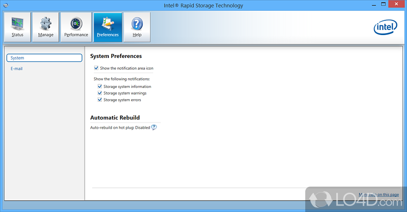 Intel Rapid Storage Technology screenshot