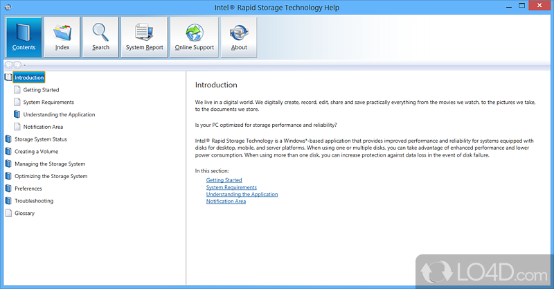 Intel Rapid Storage Technology screenshot