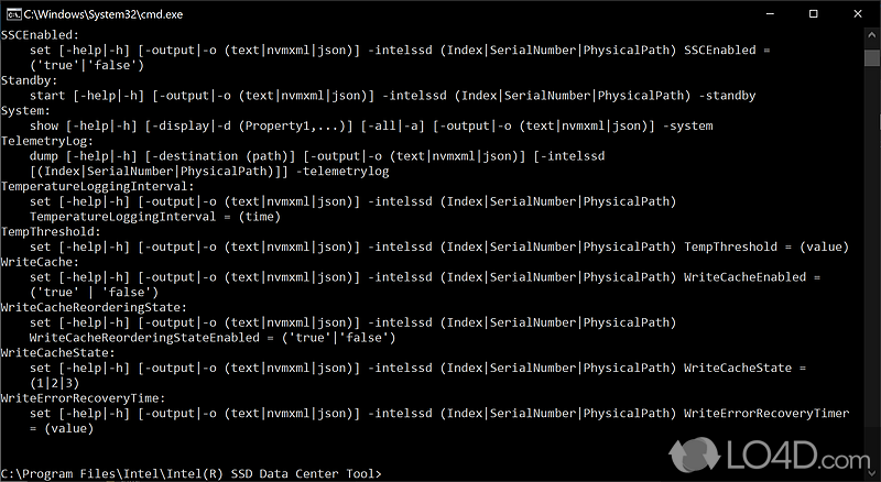 Solid state drive management software from Intel - Screenshot of Intel SSD Data Center Tool