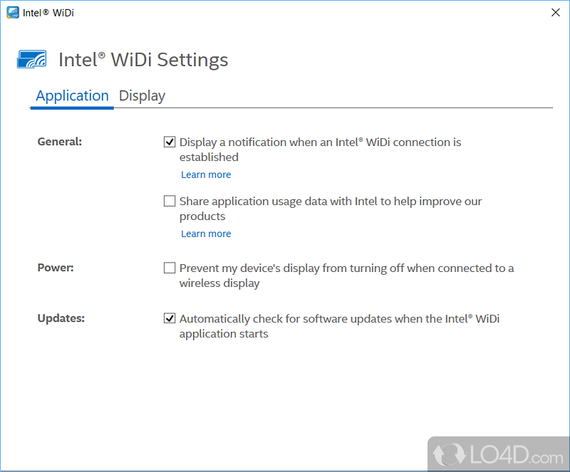 Share content from laptop to another screen - Screenshot of Intel WiDi