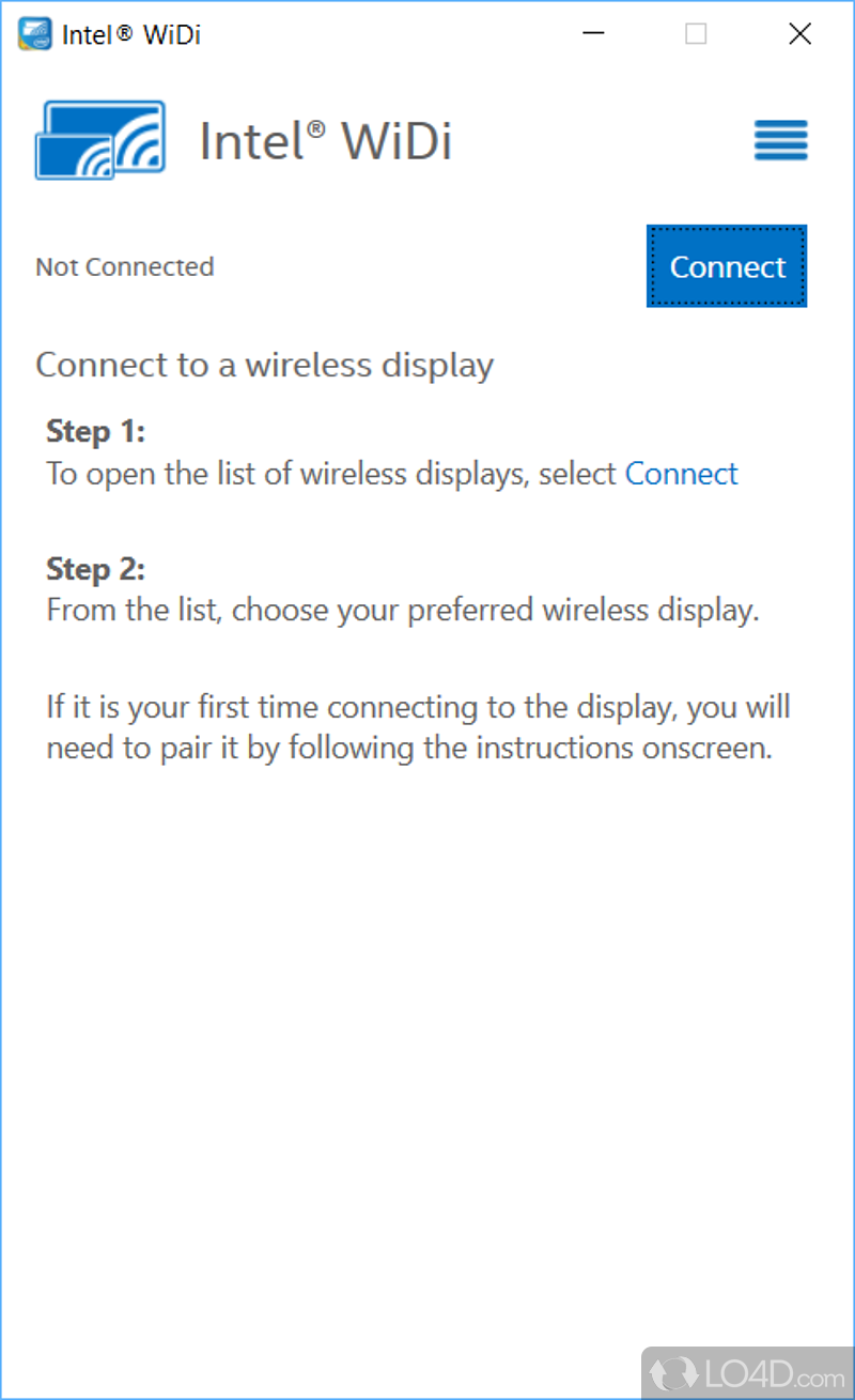 Share laptop content with a wireless connection on TV - Screenshot of Intel WiDi