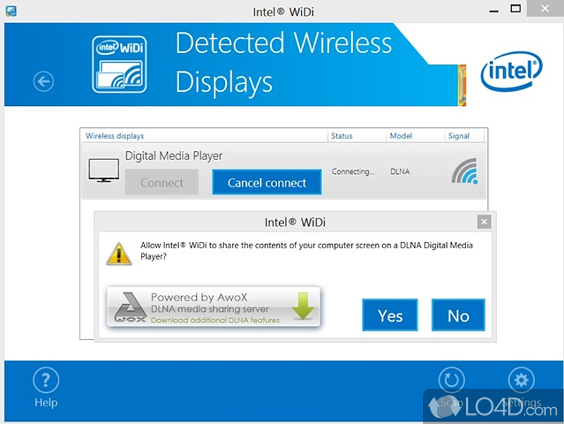 Share content from laptop to TV - Screenshot of Intel Wireless Display