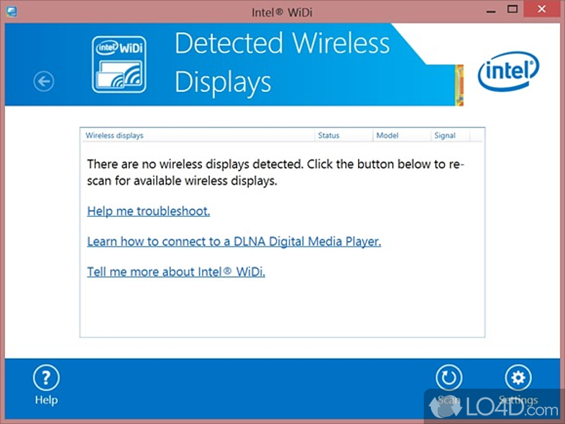 Share laptop content with a wireless connection on TV - Screenshot of Intel Wireless Display