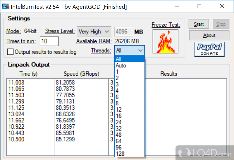 Still one of the most stress-intensive and relevant utilities of this type - Screenshot of IntelBurnTest