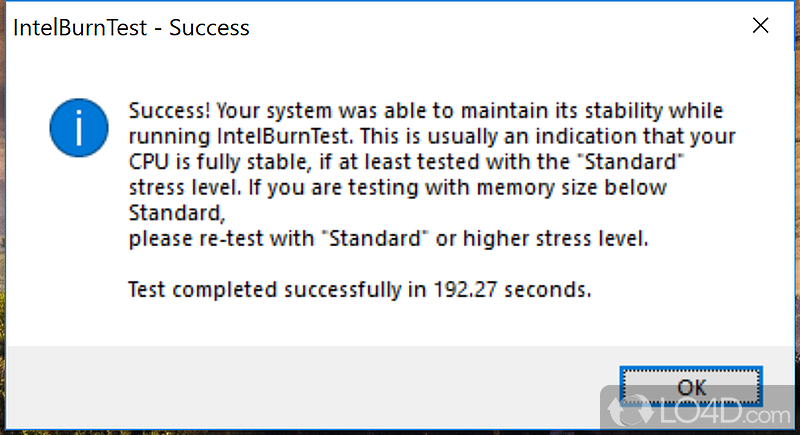 Advanced software to perform 'stress tests' on personal computers - Screenshot of IntelBurnTest