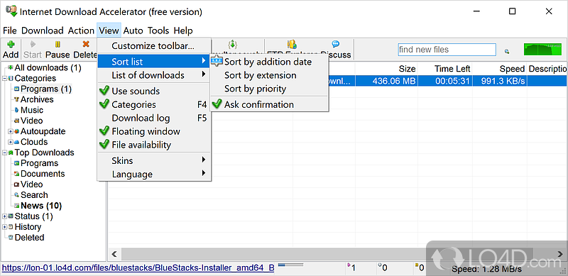 Internet Download Accelerator: Zip - Screenshot of Internet Download Accelerator