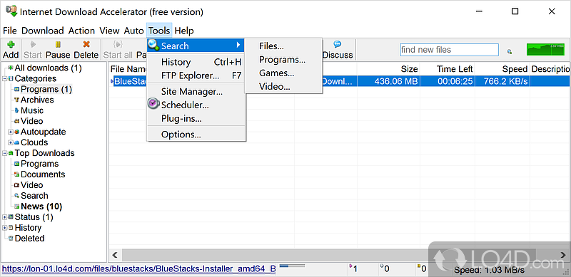 Synchronization of files - Screenshot of Internet Download Accelerator