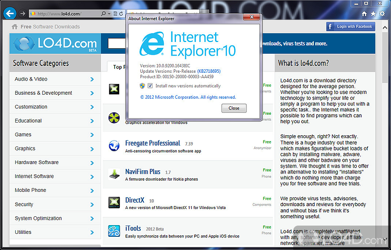 Internet Explorer 10: Improved version - Screenshot of Internet Explorer 10
