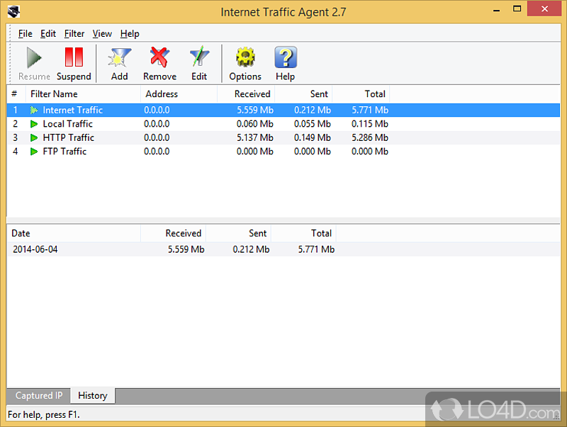 Create filters and compile network traffic reports - Screenshot of Internet Traffic Agent
