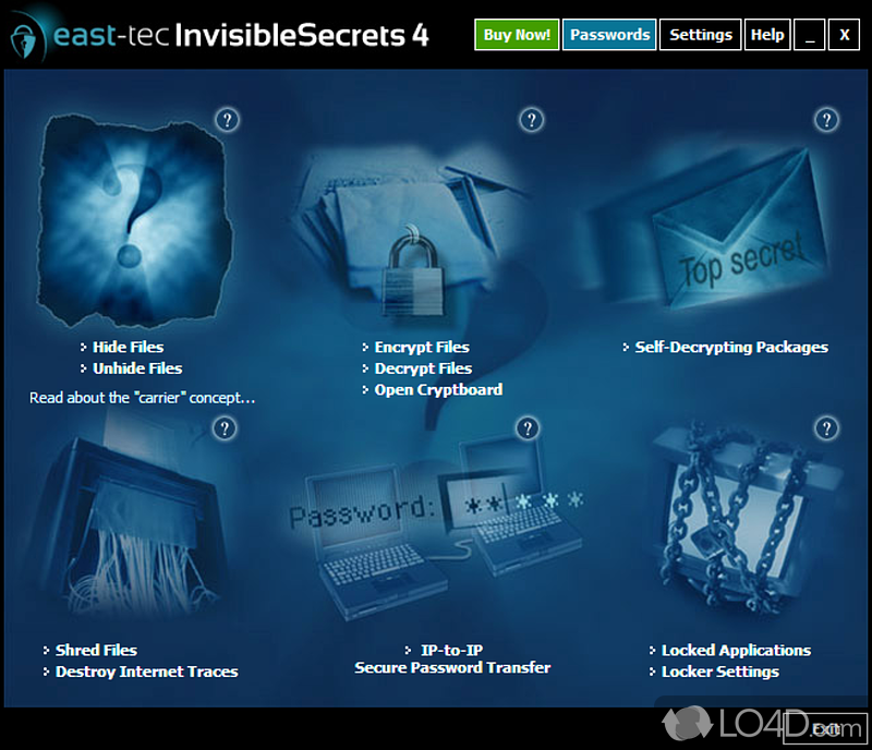 Compact app that allows users to hide sensitive information in pictures, audio files - Screenshot of Invisible Secrets