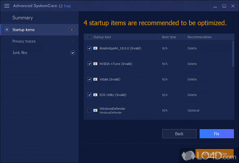 Utilities divided by category - Screenshot of Advanced SystemCare