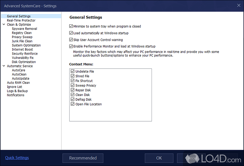 Advanced SystemCare: Default Program - Screenshot of Advanced SystemCare