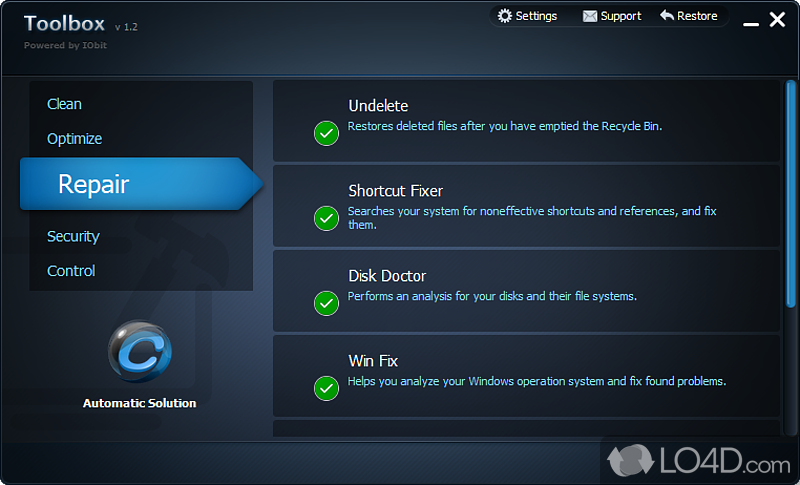 IObit Toolbox: Maintenance tools - Screenshot of IObit Toolbox