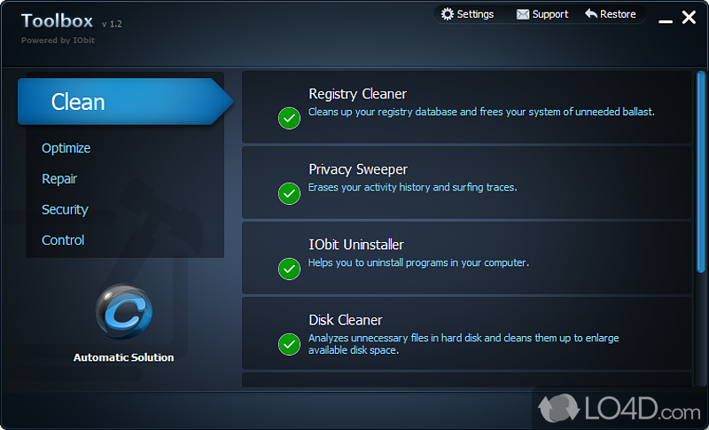 All-directional computer diagnostic and management - Screenshot of IObit Toolbox