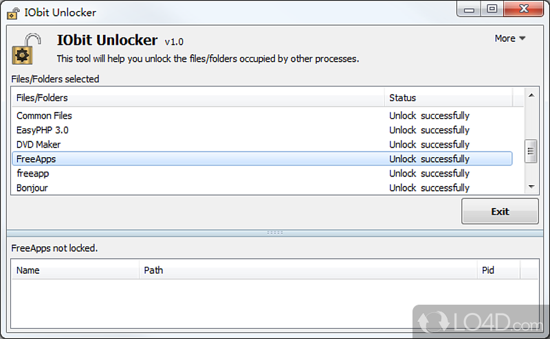 Use a regular or forced mode - Screenshot of IObit Unlocker