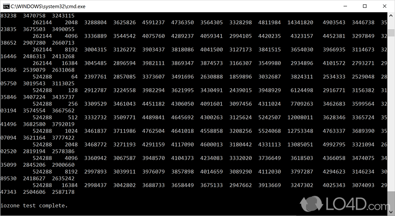 Multiple benchmark capabilities - Screenshot of IOzone