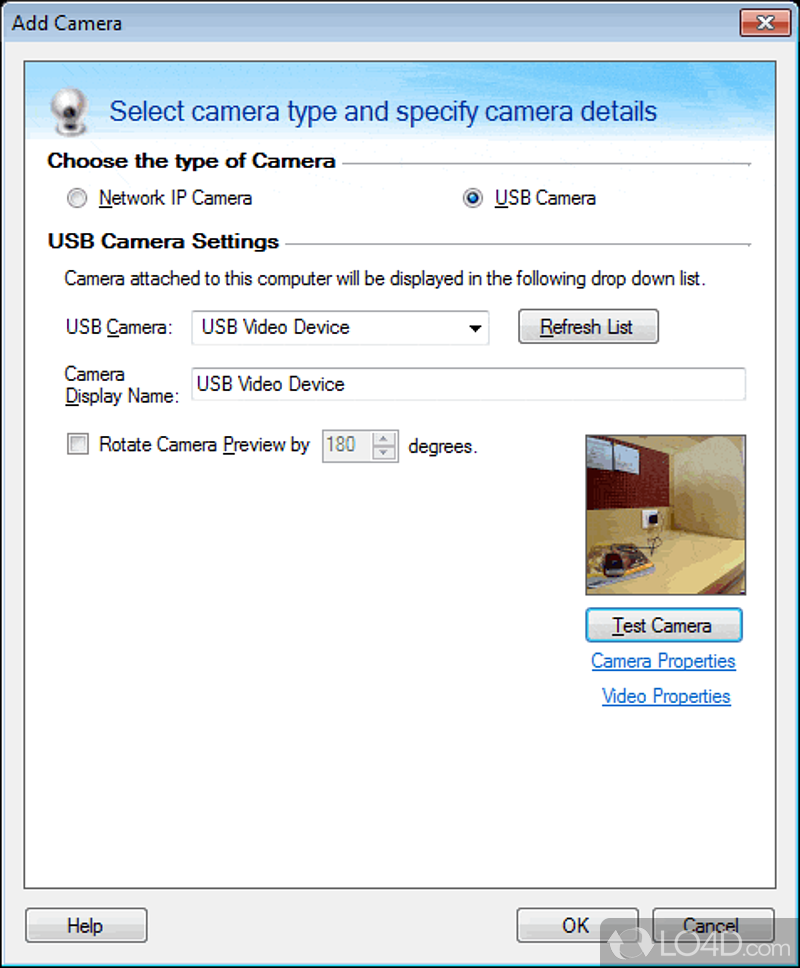 Configuration settings - Screenshot of IP Camera Viewer