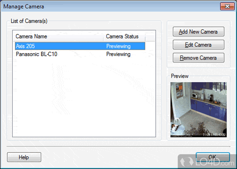Backup and restore features - Screenshot of IP Camera Viewer