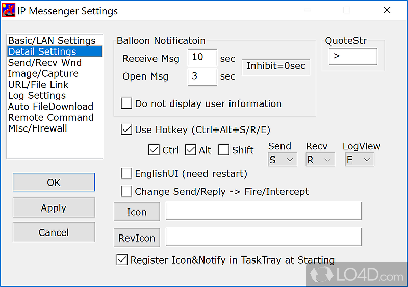 Lightweight and fairly customizable LAN messaging client - Screenshot of IP Messenger