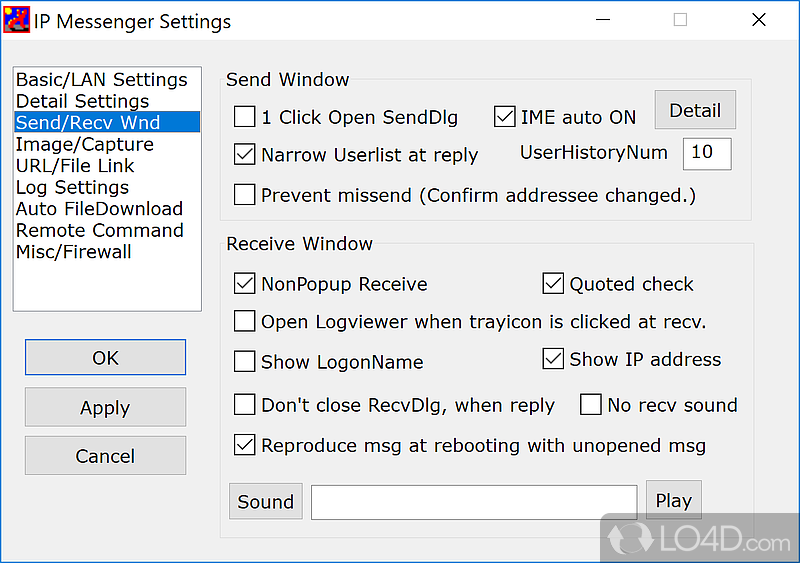 Chat and send files via TCP/IP - Screenshot of IP Messenger