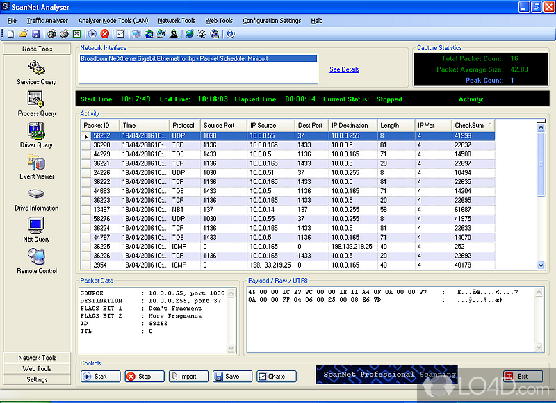 Advanced Network traffic Analyser - Screenshot of IP Proscan