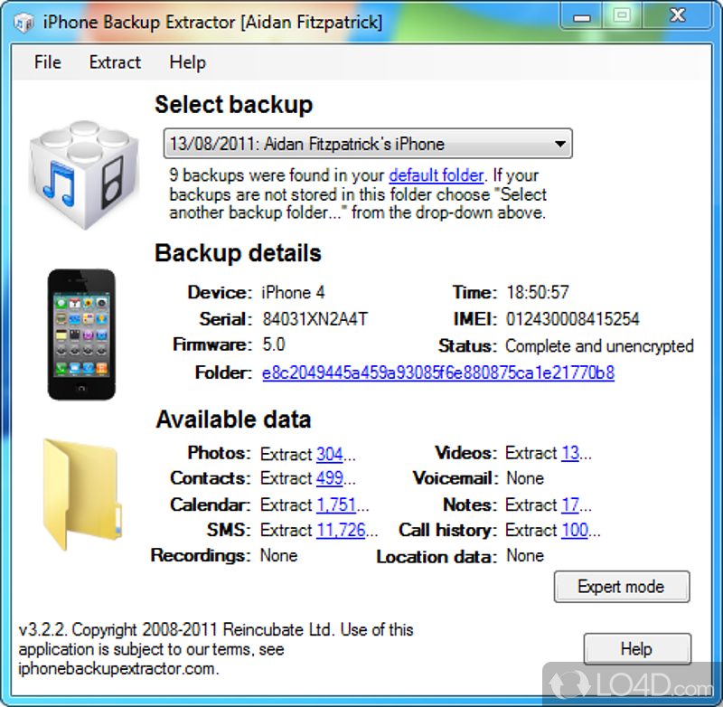 Recover lost or deleted iPhone files - Screenshot of iPhone Backup Extractor