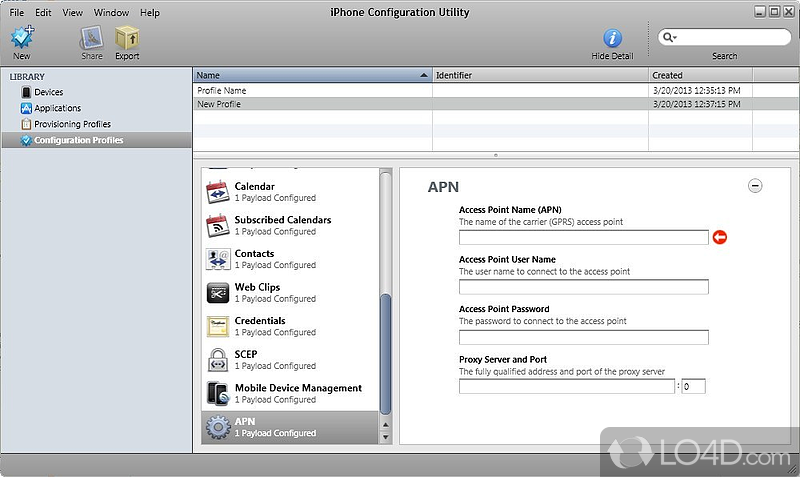 Configuration program which makes managing iPhone - Screenshot of iPhone Configuration Utility