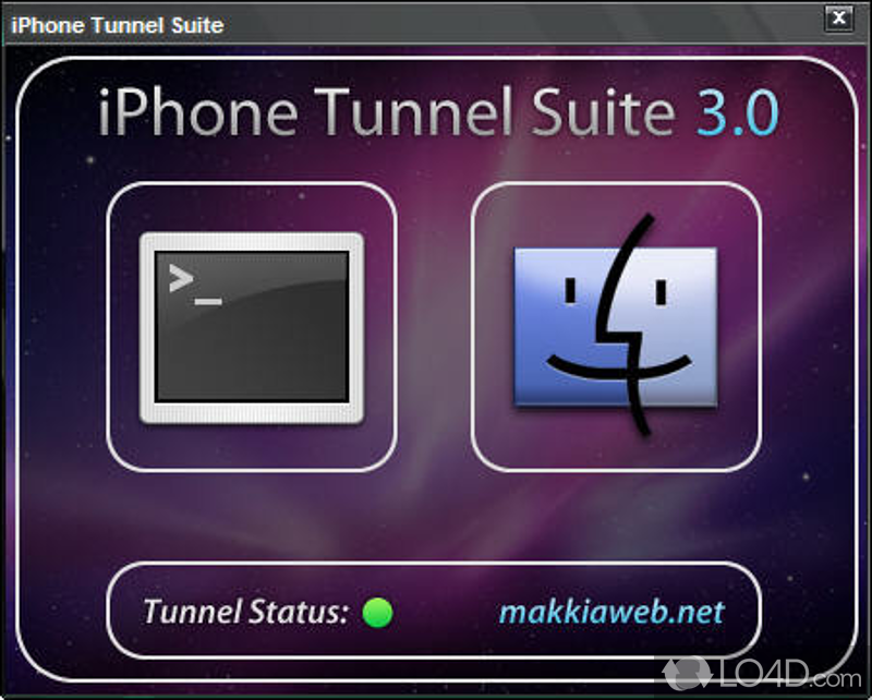 Use a USB tunnel or wireless network to access iPhone - Screenshot of iPhone Tunnel Suite