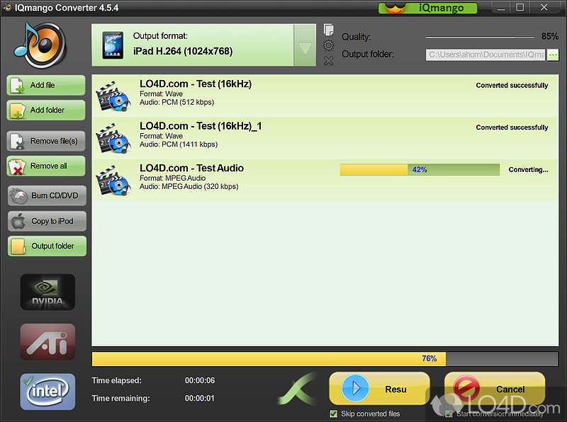 IQmango Audio Converter: User interface - Screenshot of IQmango Audio Converter