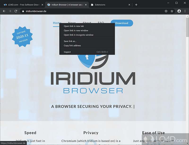 Iridium: User interface - Screenshot of Iridium