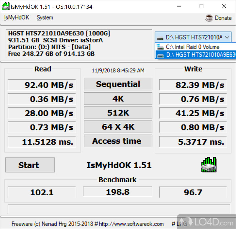 A useful benchmarking instrument - Screenshot of IsMyHdOK